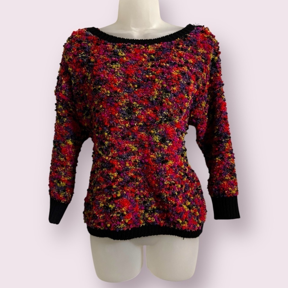 Ruby Rd Multicolor Textured Knit Sweater Long Sleeve Petite Large
